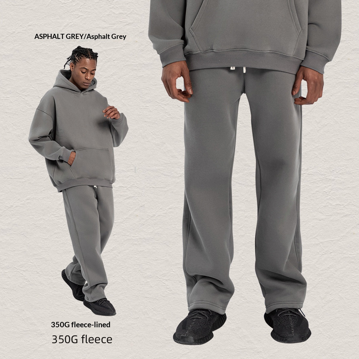Kapuzen-Sweatshirt-Set, Fleece-gefüttert
