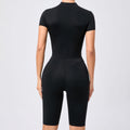 Yoga-Jumpsuit mit Reissverschluss und kurzem Arm