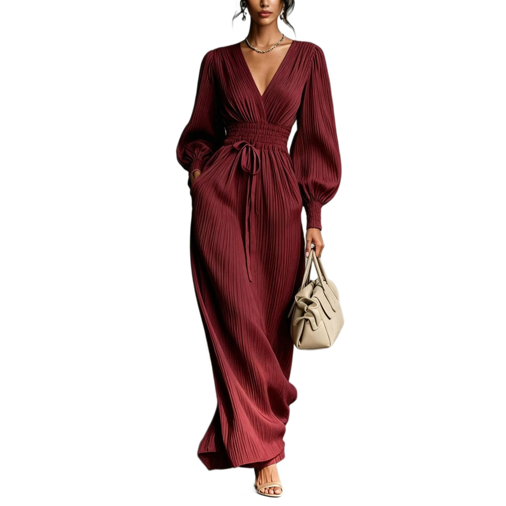 Elegante Damenrobe mit Taillenweite und V-Ausschnitt