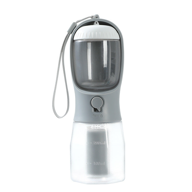 3-in-1 Pet-Flasche mit Wasser, Futter & Müllbeutel