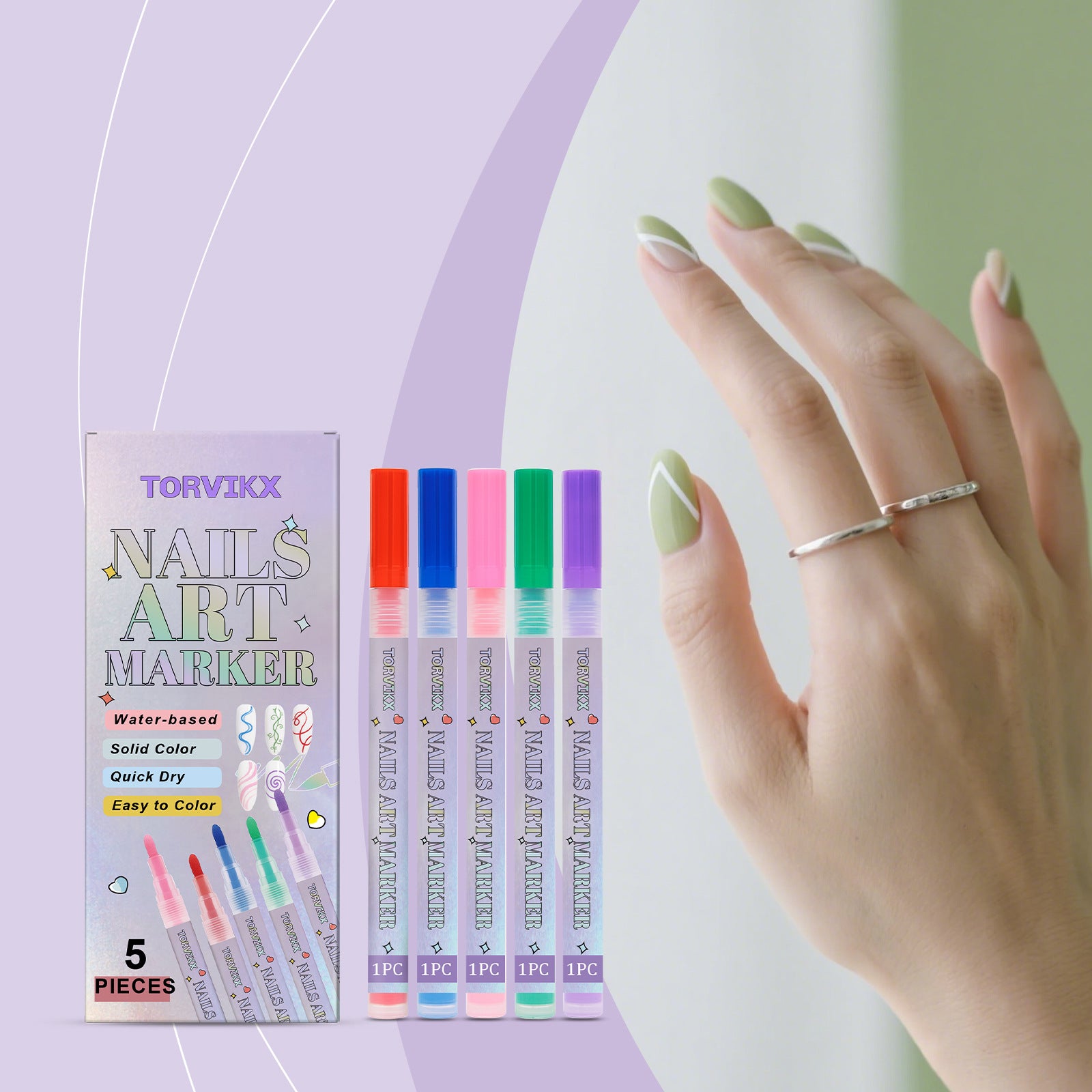 Nail Graffiti Pen Set – 5 UV Marker