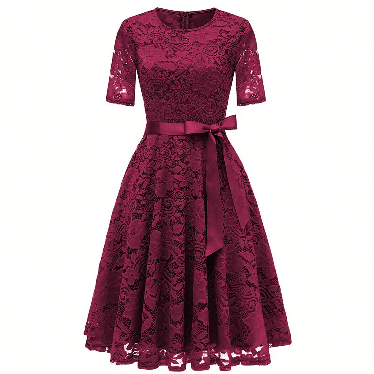 Elegantes Spitzenkleid mit Schleifendetail – Bild 1 | LuxeStyle