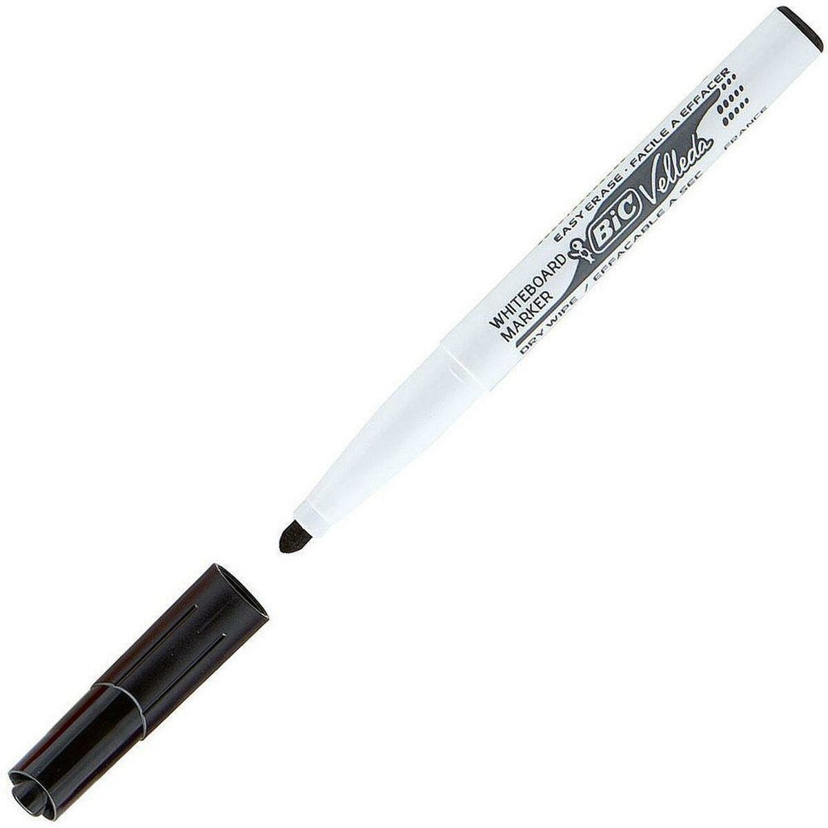 Schiefermarker Bic Velleda 1741 Schwarz Weißes Brett (12 Stück)