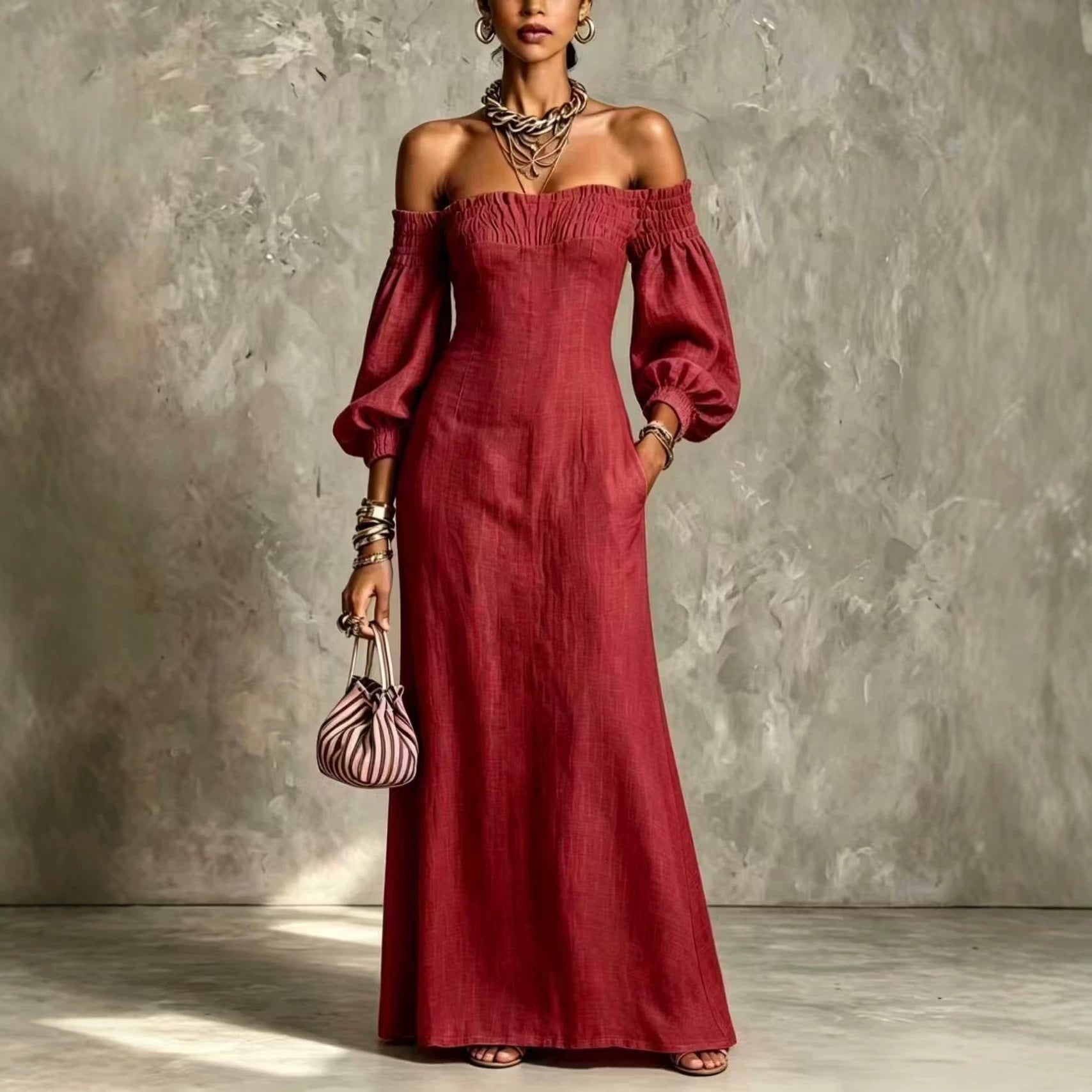Elegantes Maxikleid mit Glockenärmeln