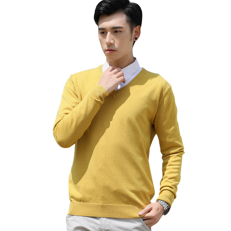 Herren V-Ausschnitt Pullover, leichter Fit, dicker, warmer Strick