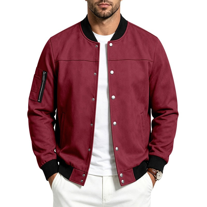 Herren Wildleder-Look Stehkragenjacke