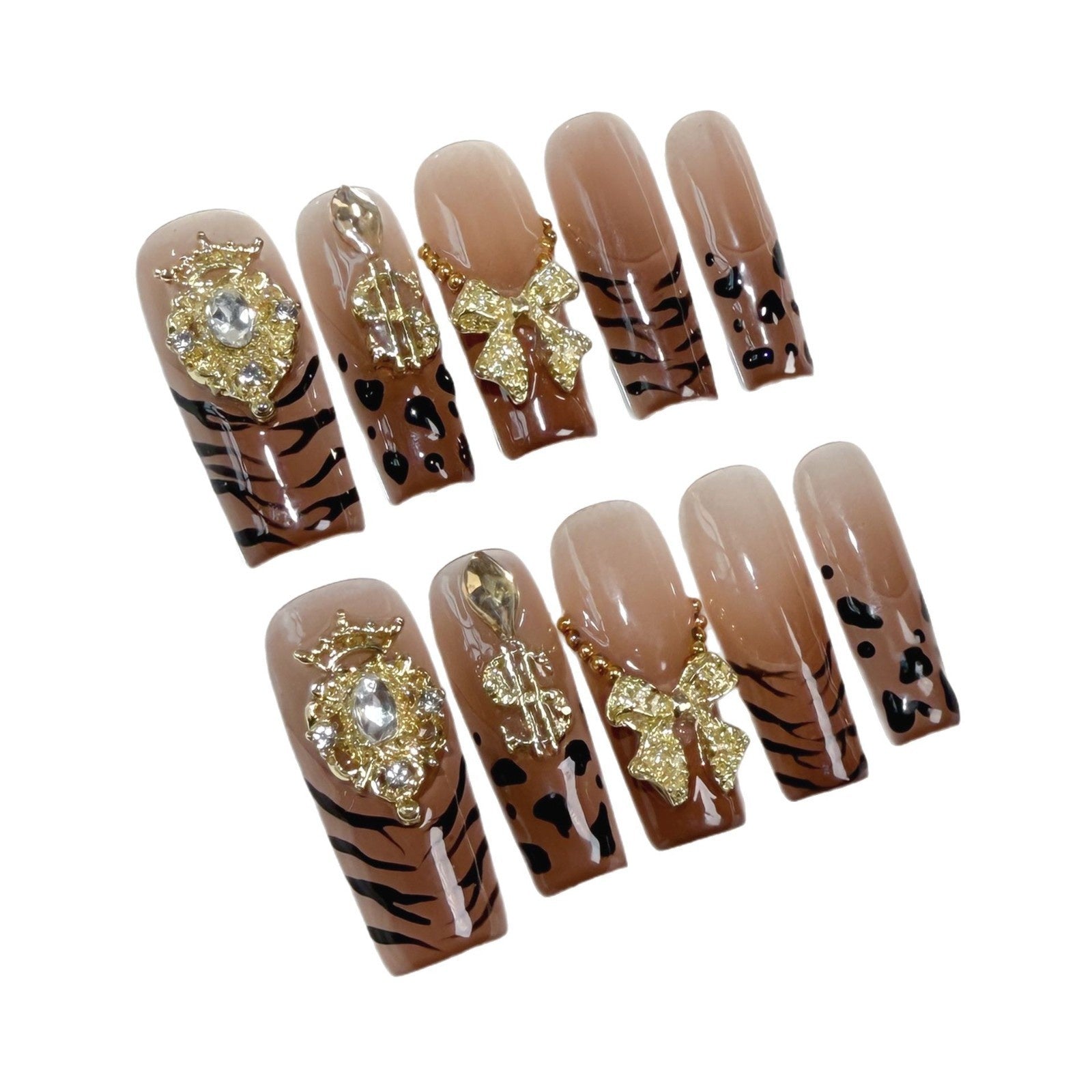 Eis-Transparent Leopard Print Fake Nails