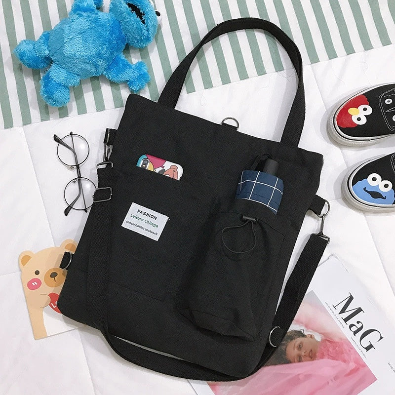 Harajuku Canvas Rucksack mit vielen Fächern