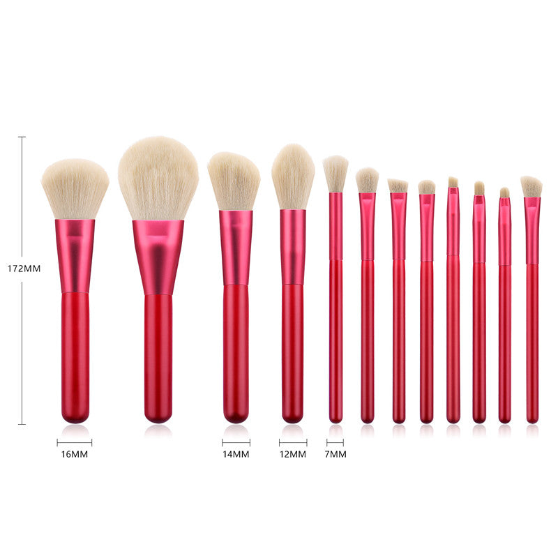 12-teiliges Make-up Pinselset Rot