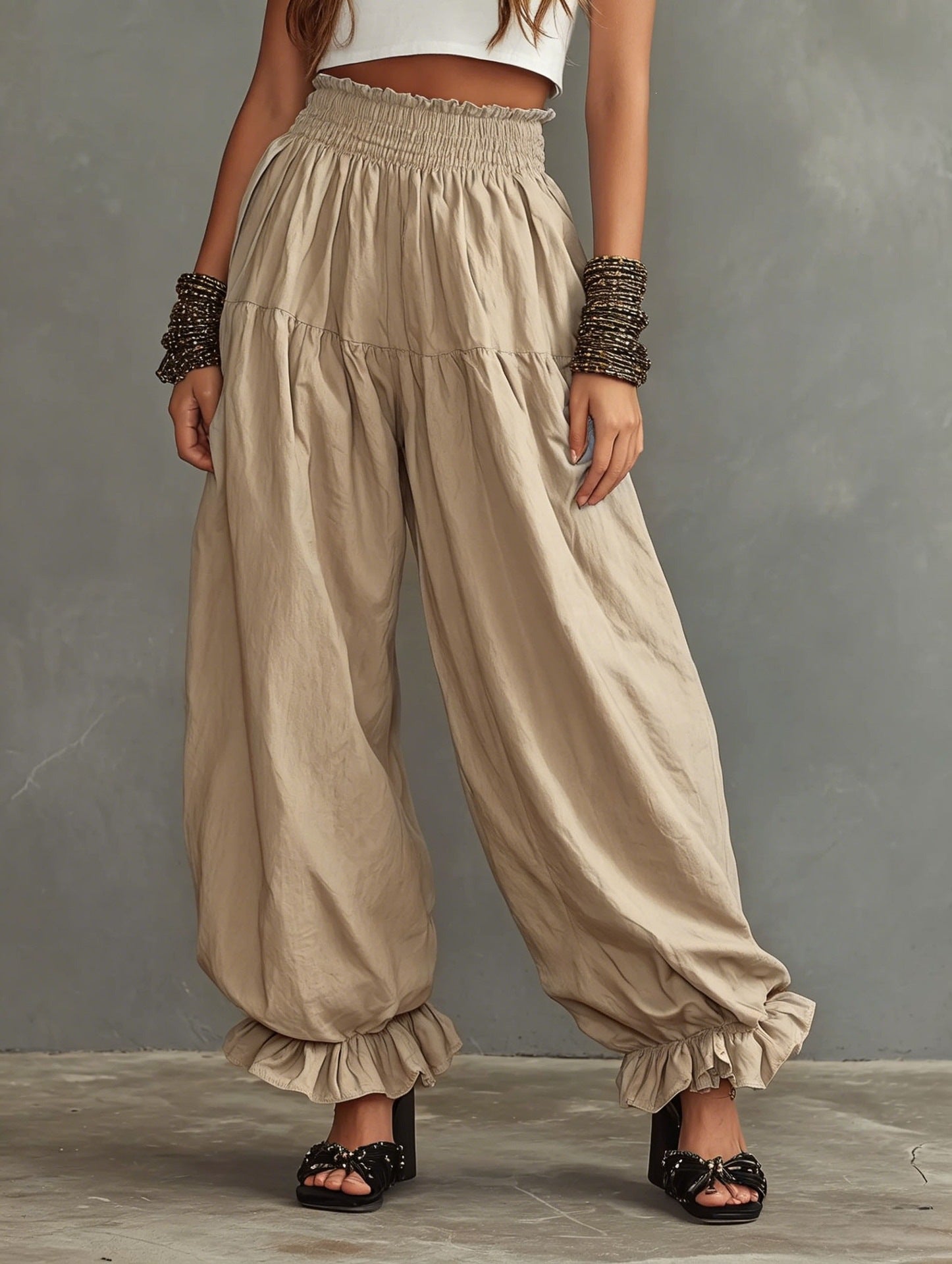 Loose Fit High Waist Stoffhose