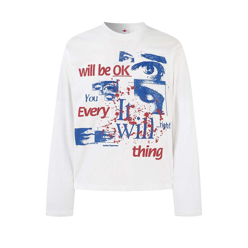 Langarmshirt mit Augen- und Buchstaben-Print | LuxeStyle