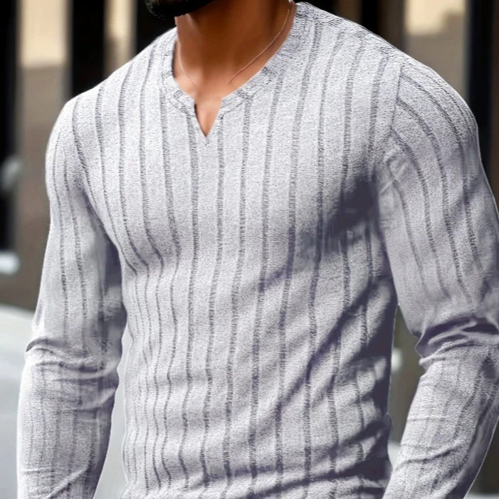 V-Ausschnitt Langarm Pullover in Grau – Bild 6 | LuxeStyle