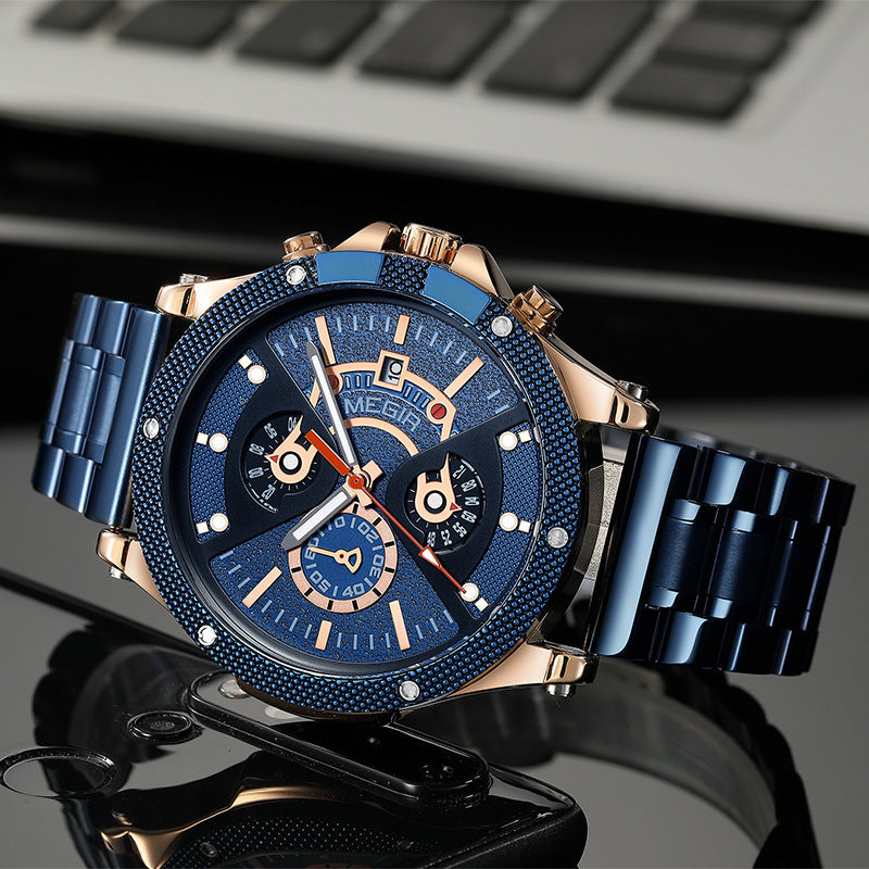 Stahlarmband-Multifunktion-Uhr – Bild 3 | LuxeStyle