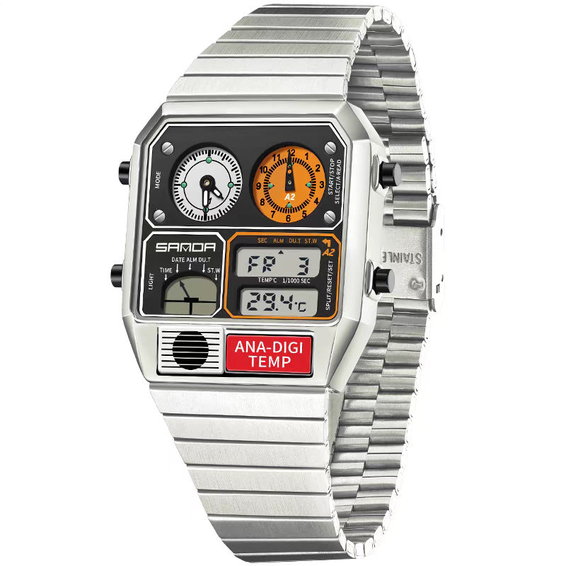 Multifunktionale Retro-Herrenuhr mit Temperatur – Ansicht 5