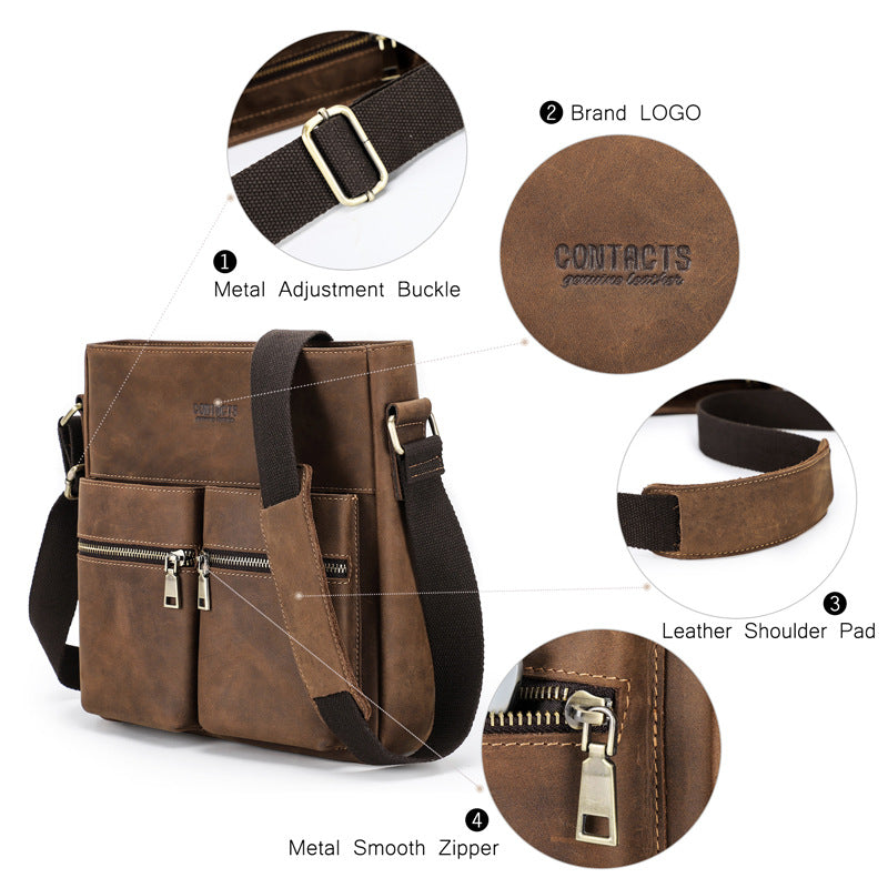 Retro Wildpferd-Leder Umhängetasche – Bild 4 | LuxeStyle