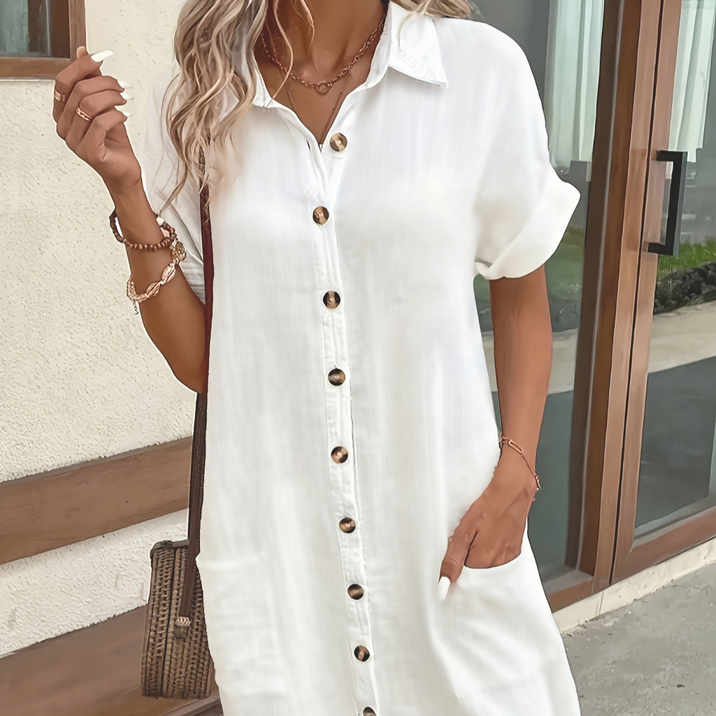 Kurzes Leinen-Baumwoll Cardigan-Kleid