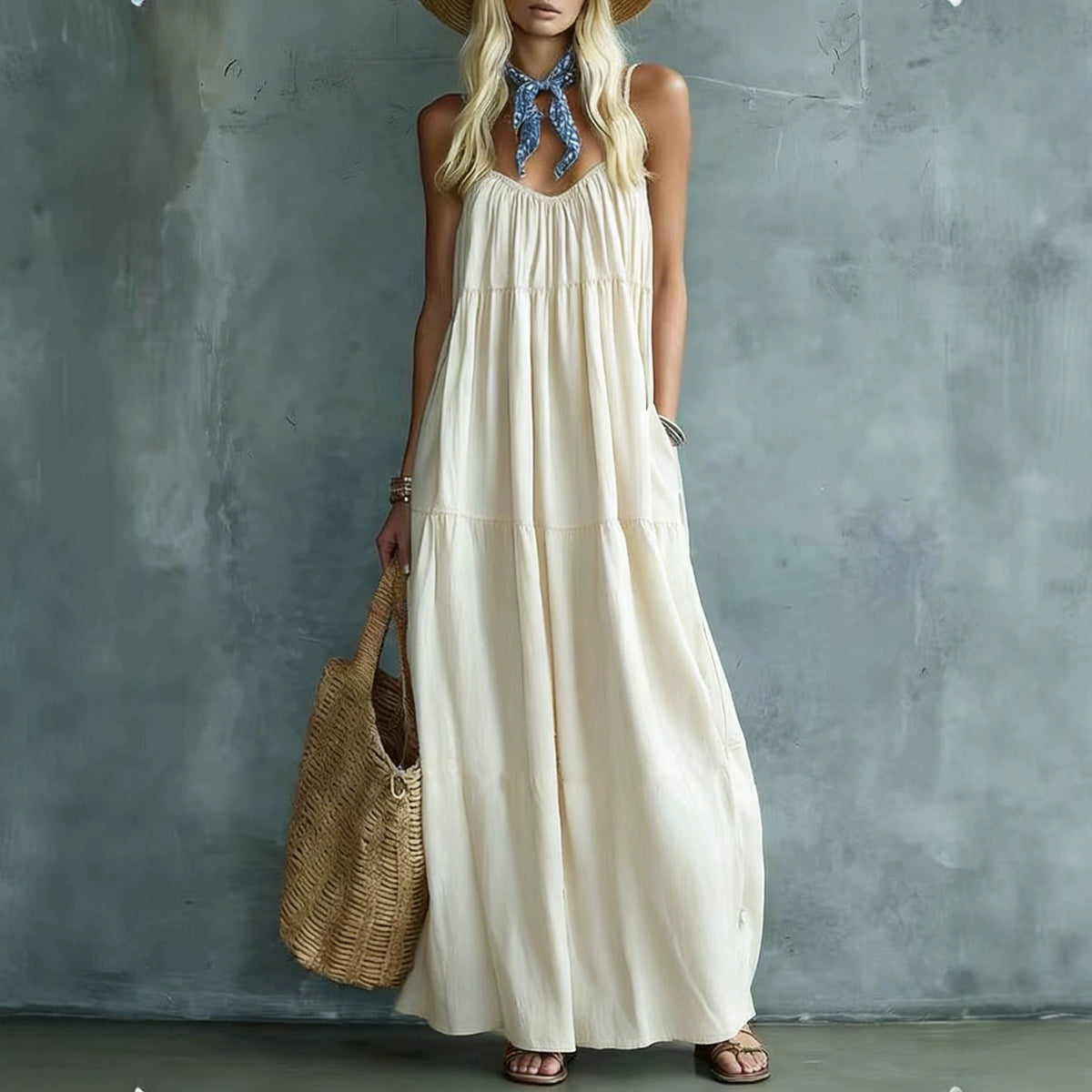 Beige Maxi Kleid – Bild 5 | LuxeStyle