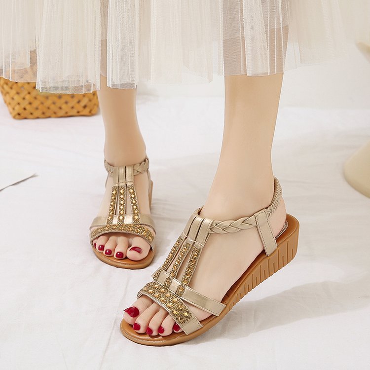 Keile Sandalen mit Strass | LuxeStyle