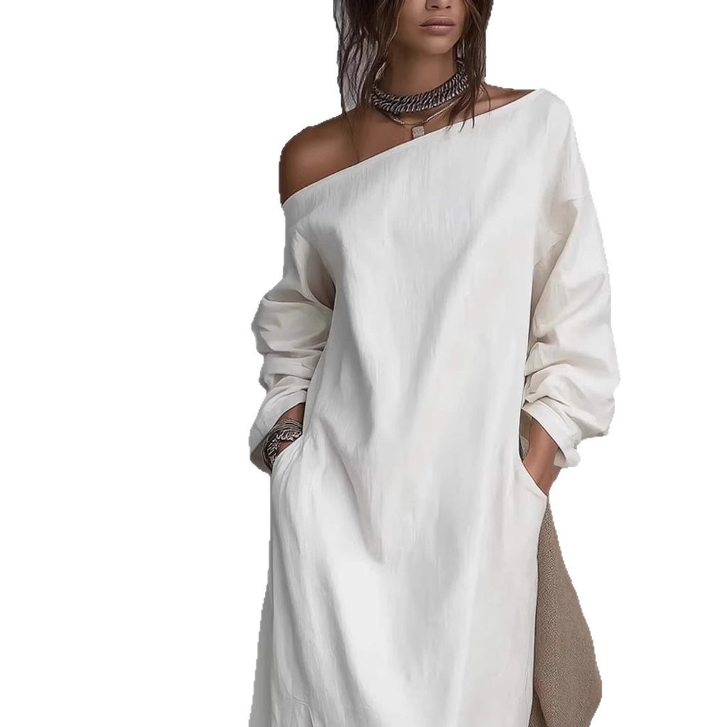 Off-Shoulder Denimkleid