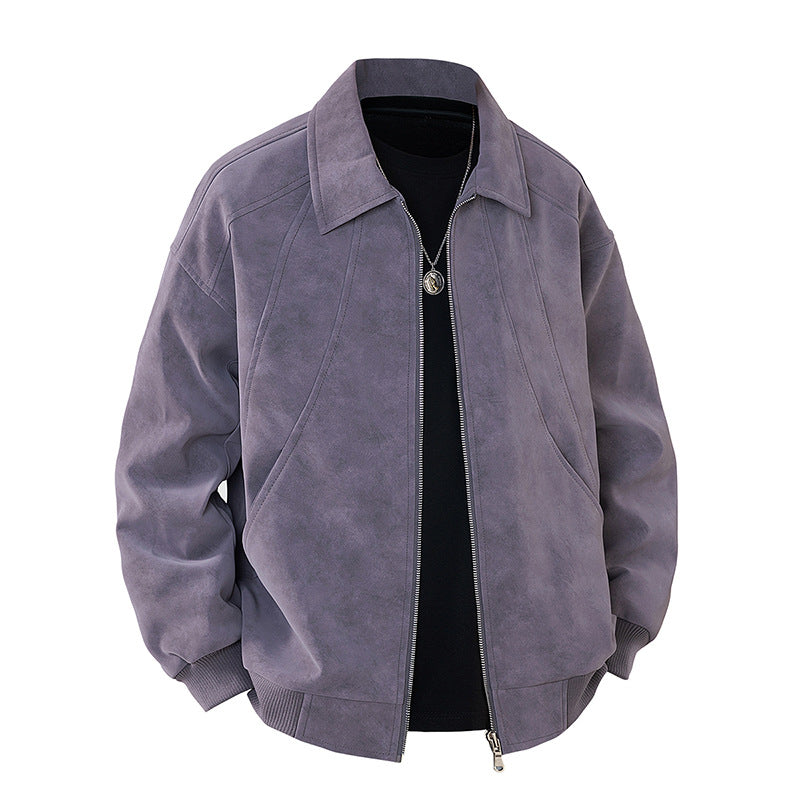 Trendige Wildleder-Jacke mit Reverskragen