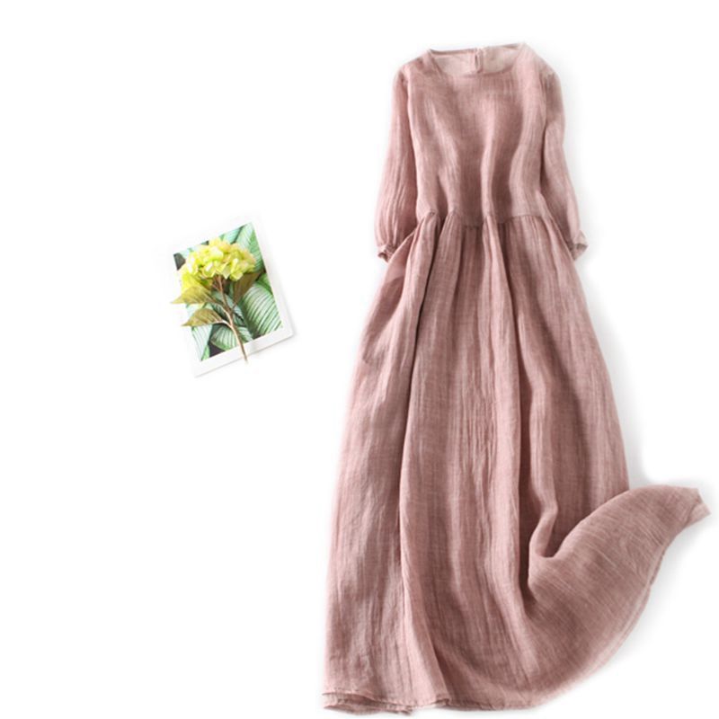 Midi-Swing-Kleid mit Rundhals und Puffärmeln
