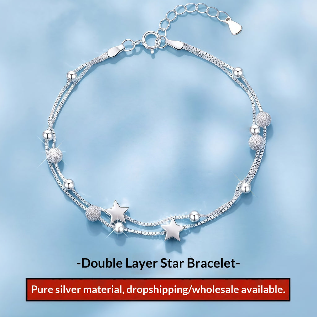 Doppellagiges Sternenarmband aus 925er Sterling Silber