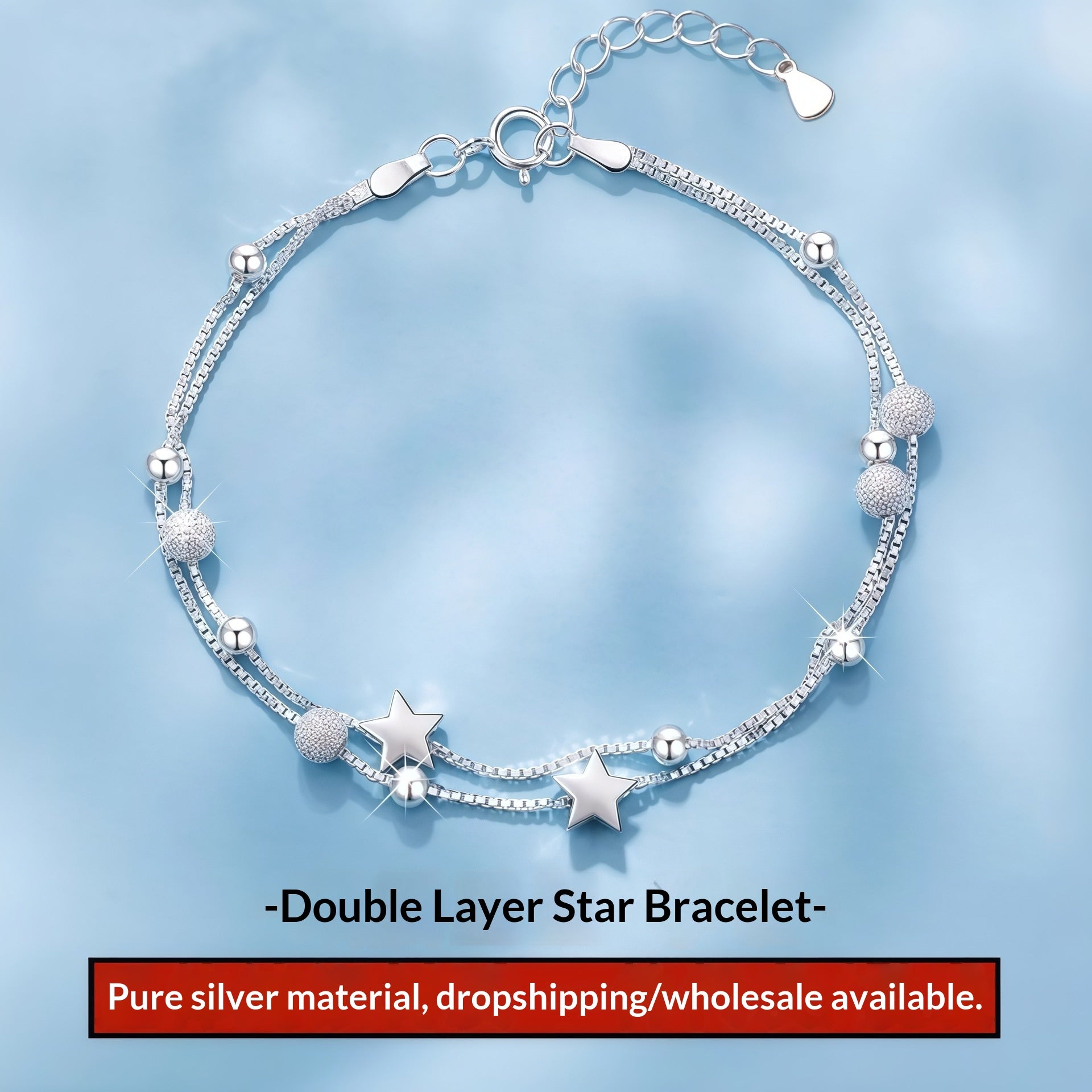 Doppellagiges Sternenarmband aus 925er Sterling Silber