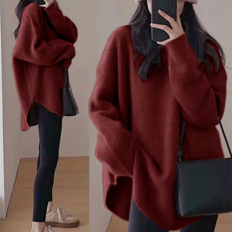 Mid-length Loose Fit Damen Pullover