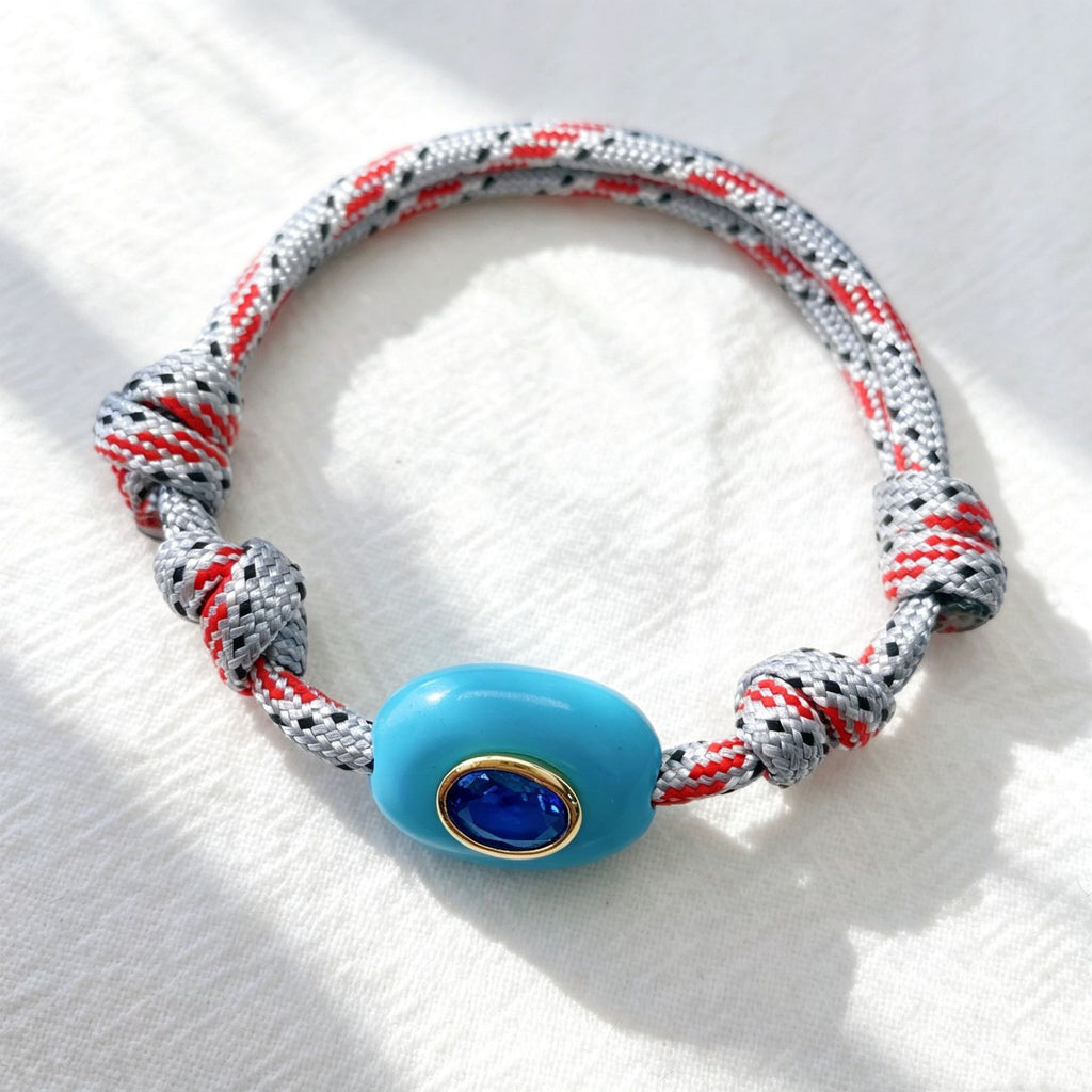 Naturstein Evil Eye Armband geflochten