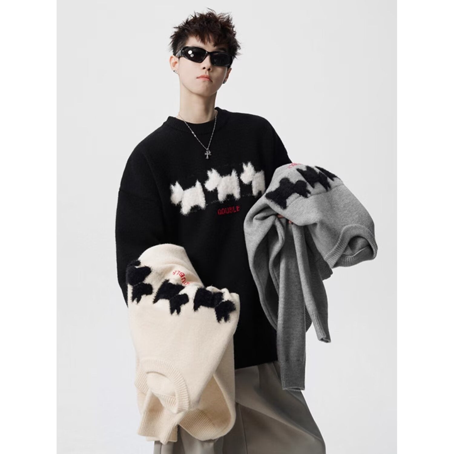 Lockerer Strickpullover mit Rundhalsausschnitt