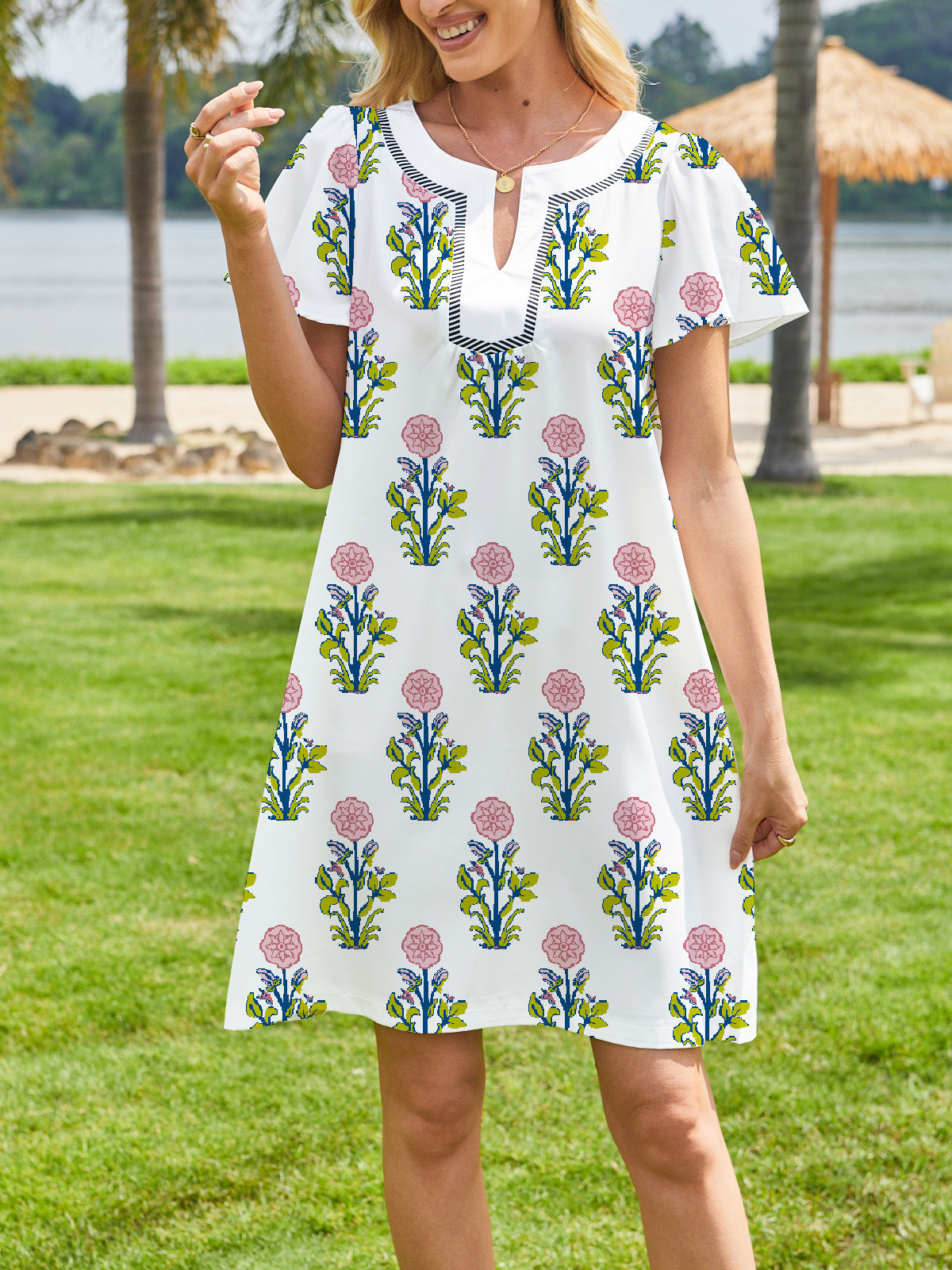 Floral-Sommerkleid «Capucine» · Puffärmel, leicht & luftig (Damen)