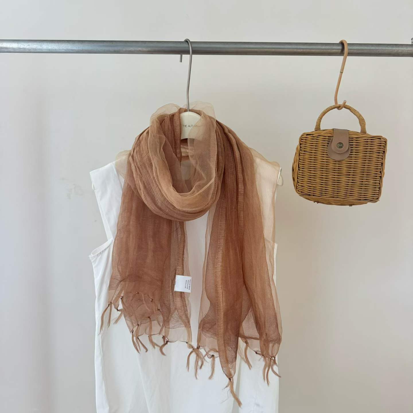 Organza Schal mit Quasten