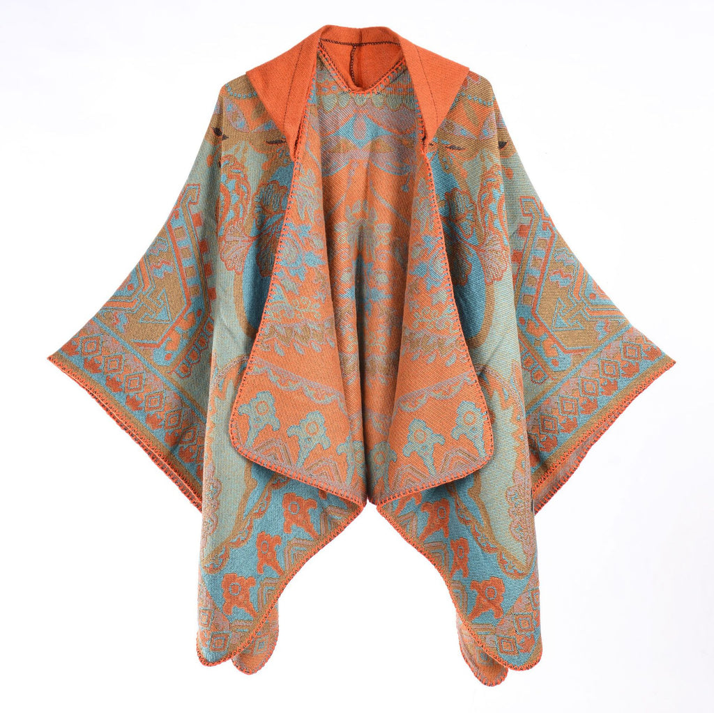 Kapuzencape mit Jacquardmuster – Bild 8 | LuxeStyle