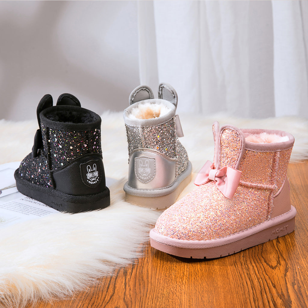 Warme Kinder-Winterstiefel aus Paillettenstoff | LuxeStyle