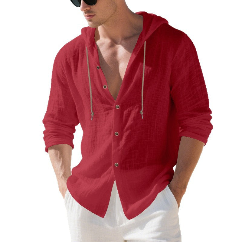 Leinen-Cardigan mit Kapuze für Herren – Bild 5 | LuxeStyle