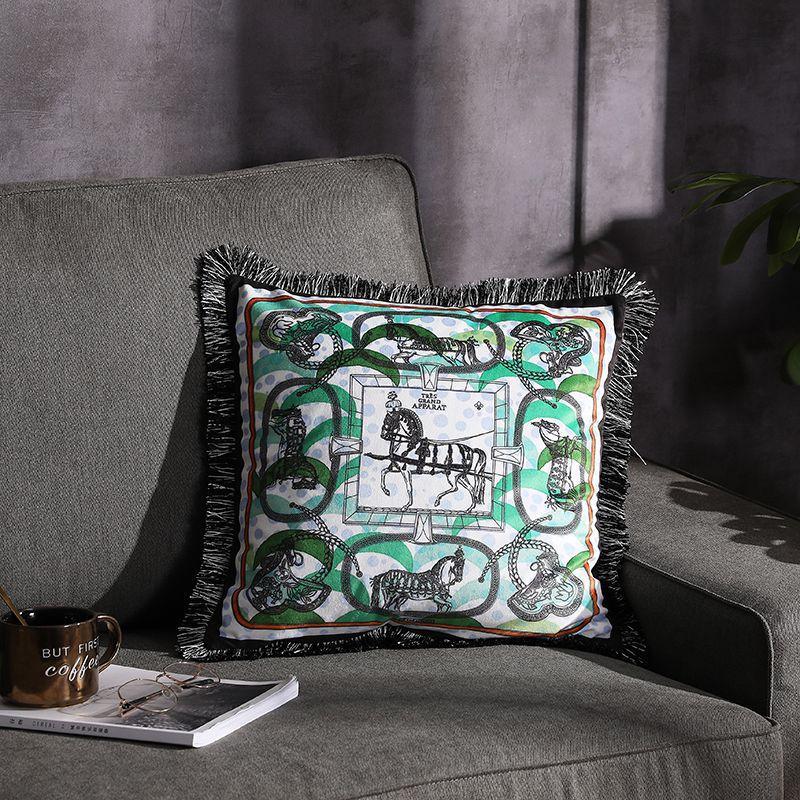 Fransen-Kissen mit doppelseitigem Print | LuxeStyle
