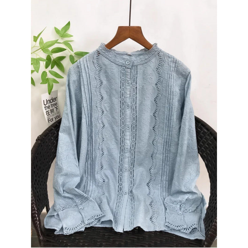 Besticktes Langarmshirt mit Spitzenbesatz – Bild 2 | LuxeStyle