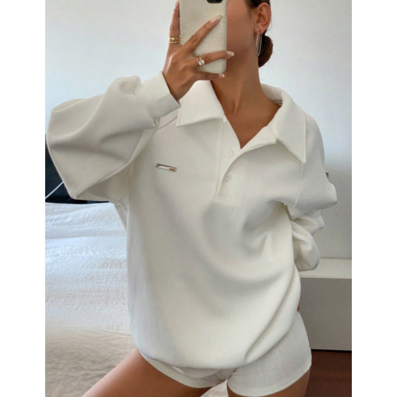 Lässiges Polo-Sweatshirt mit Umlegekragen – Ansicht 6