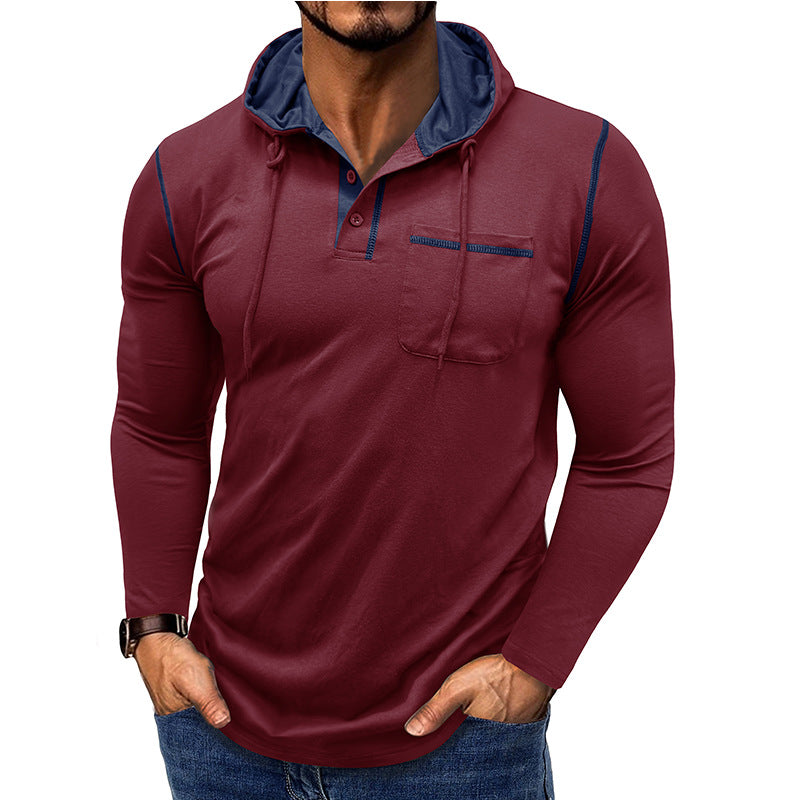 Herren Langarmshirt Henley mit Kapuze – Bild 9 | LuxeStyle