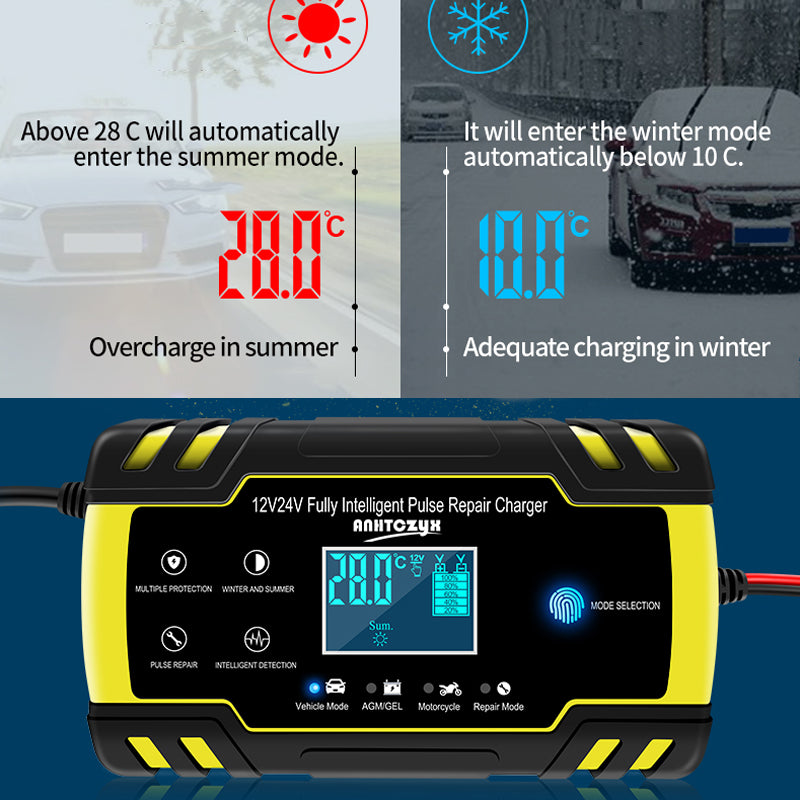 Automatisches 12V/24V LCD Batterieladegerät