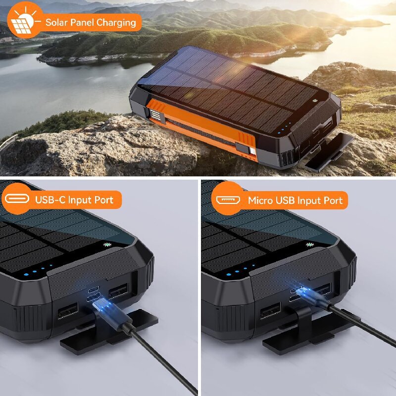 Solar Powerbank 20000mAh mit Kabel