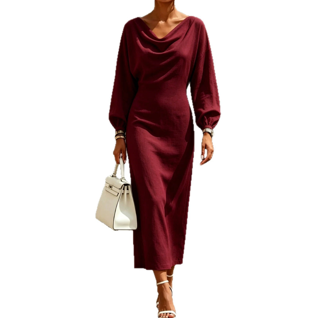 Elegantes Midi-Kleid mit A-Linie und Puffärmeln – Bild 5 | LuxeStyle