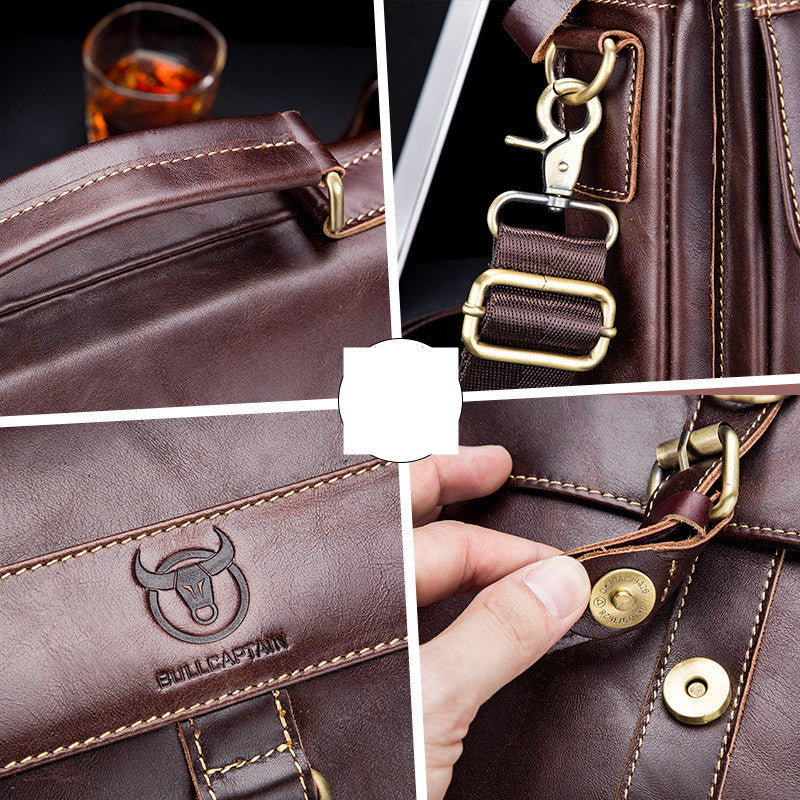Cowhide-Messenger Tasche mit Magnetverschluss – Bild 5 | LuxeStyle