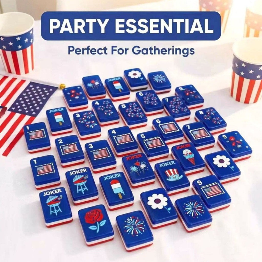 Exquisites Acryl Mahjong-Set, rot-blau