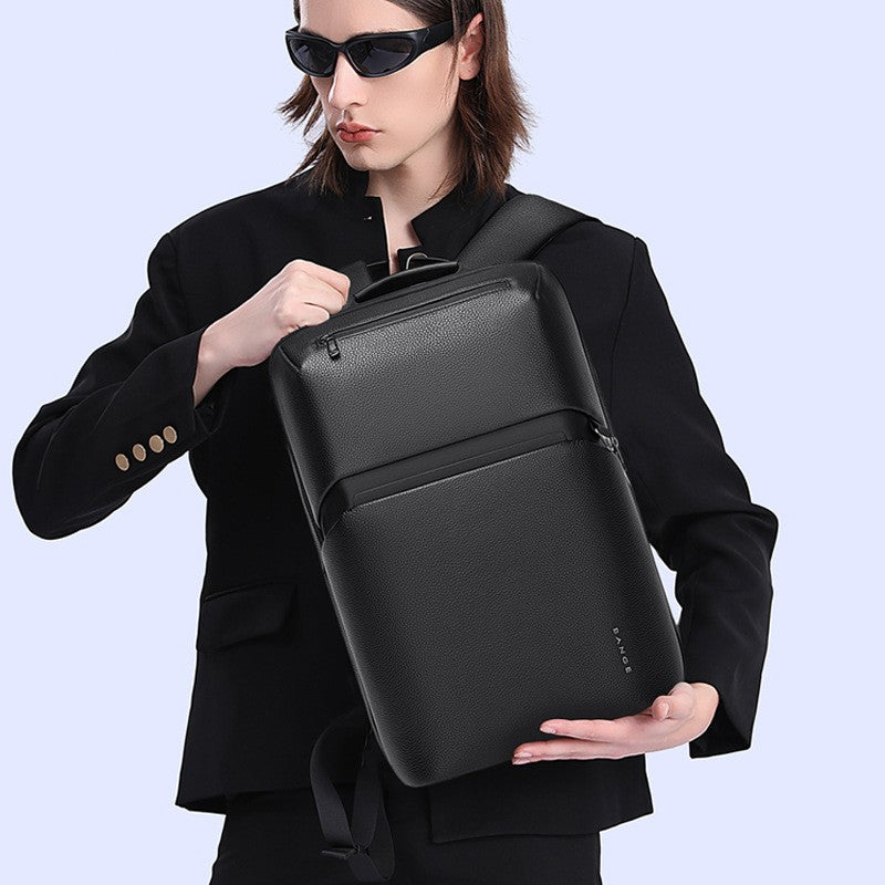 Leder-Laptop-Rucksack mit grossem Fassungsvermögen