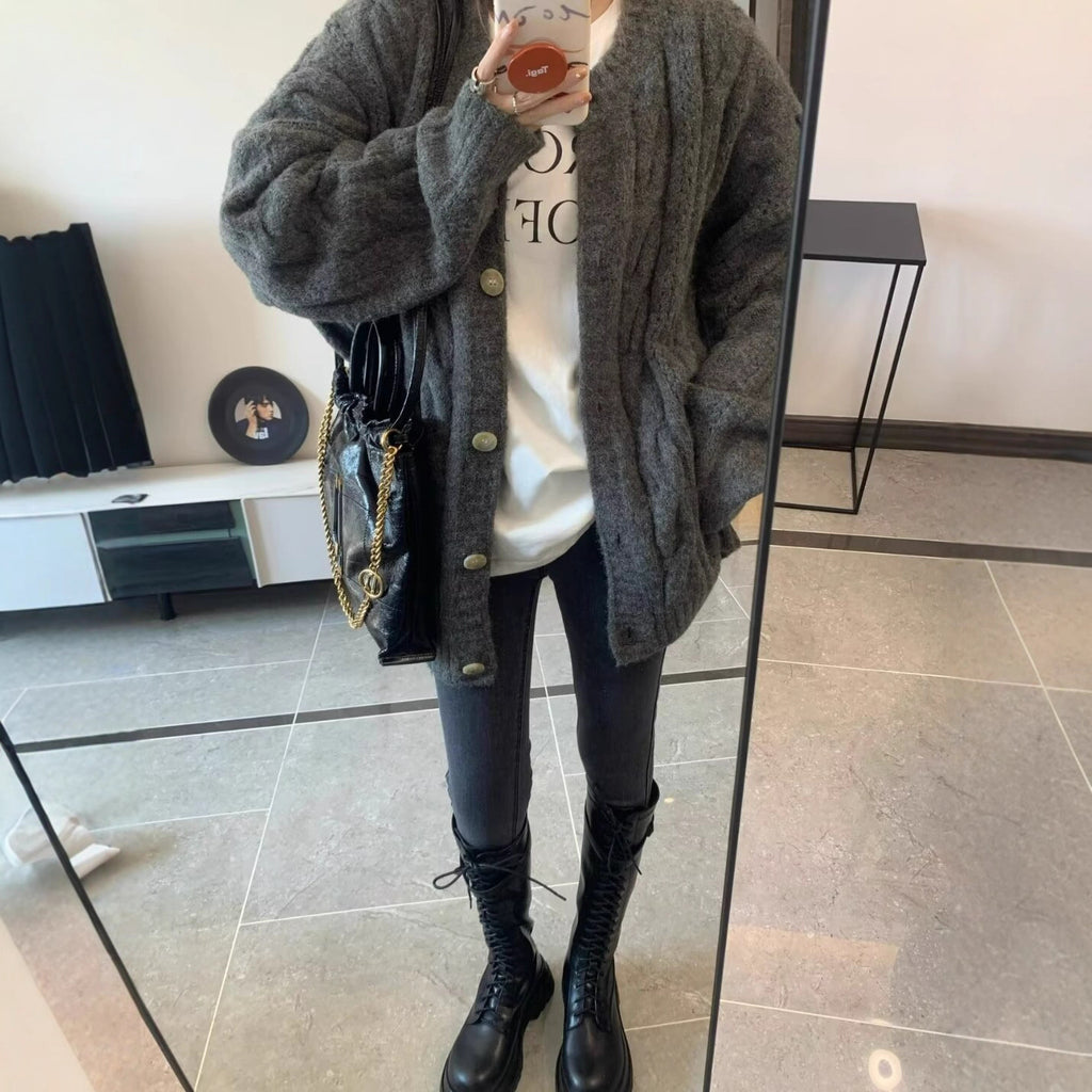 Kabelmuster-Strickjacke für Damen