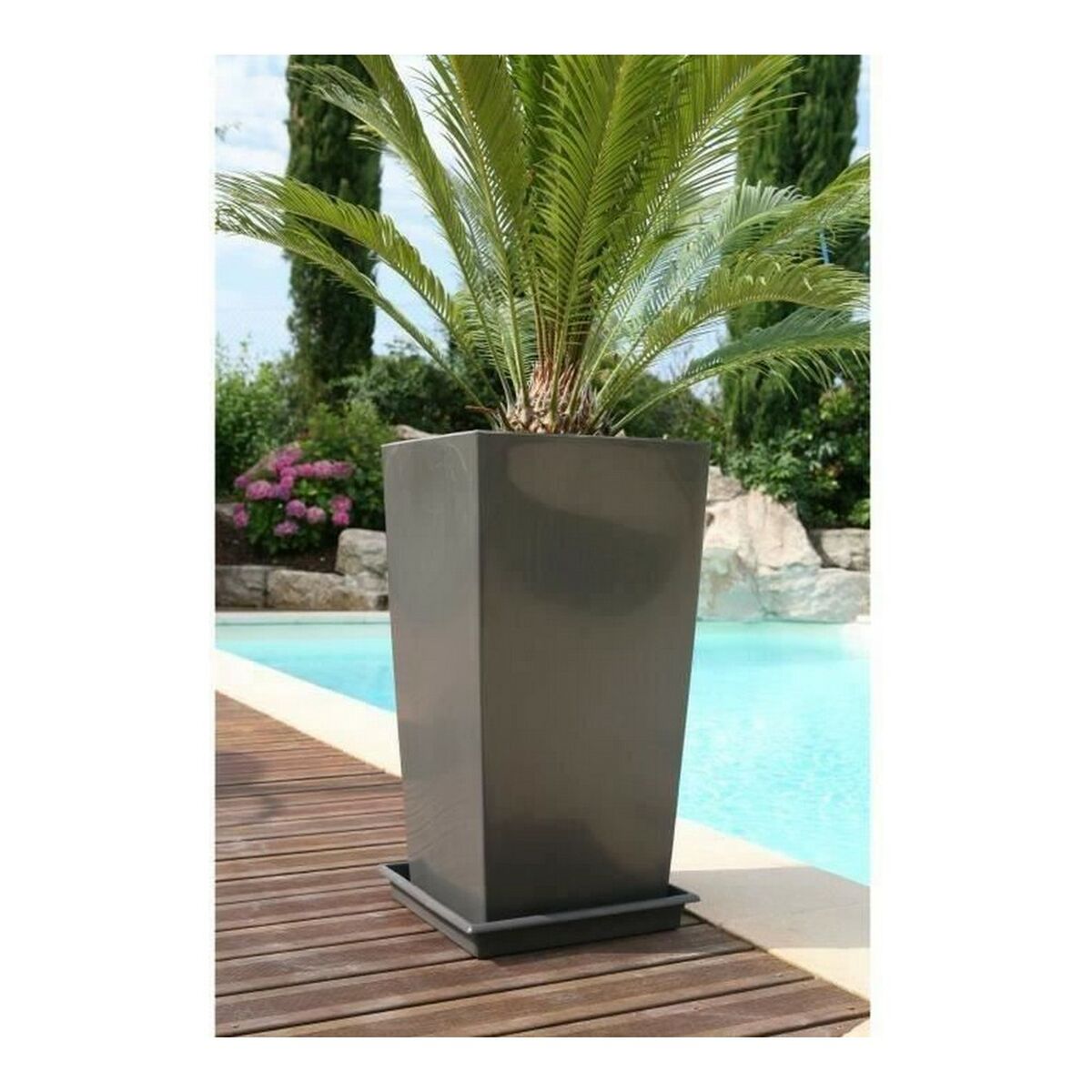 Hoher Blumentopf Grau Kariert – Design für Ihr Zuhause – Ansicht 2