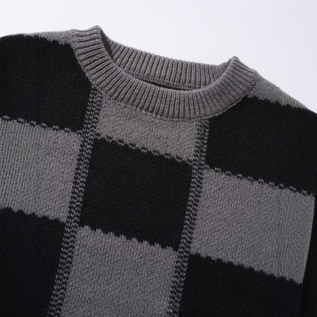 Retro Sweater Herren Crew Neck Chunky Knit