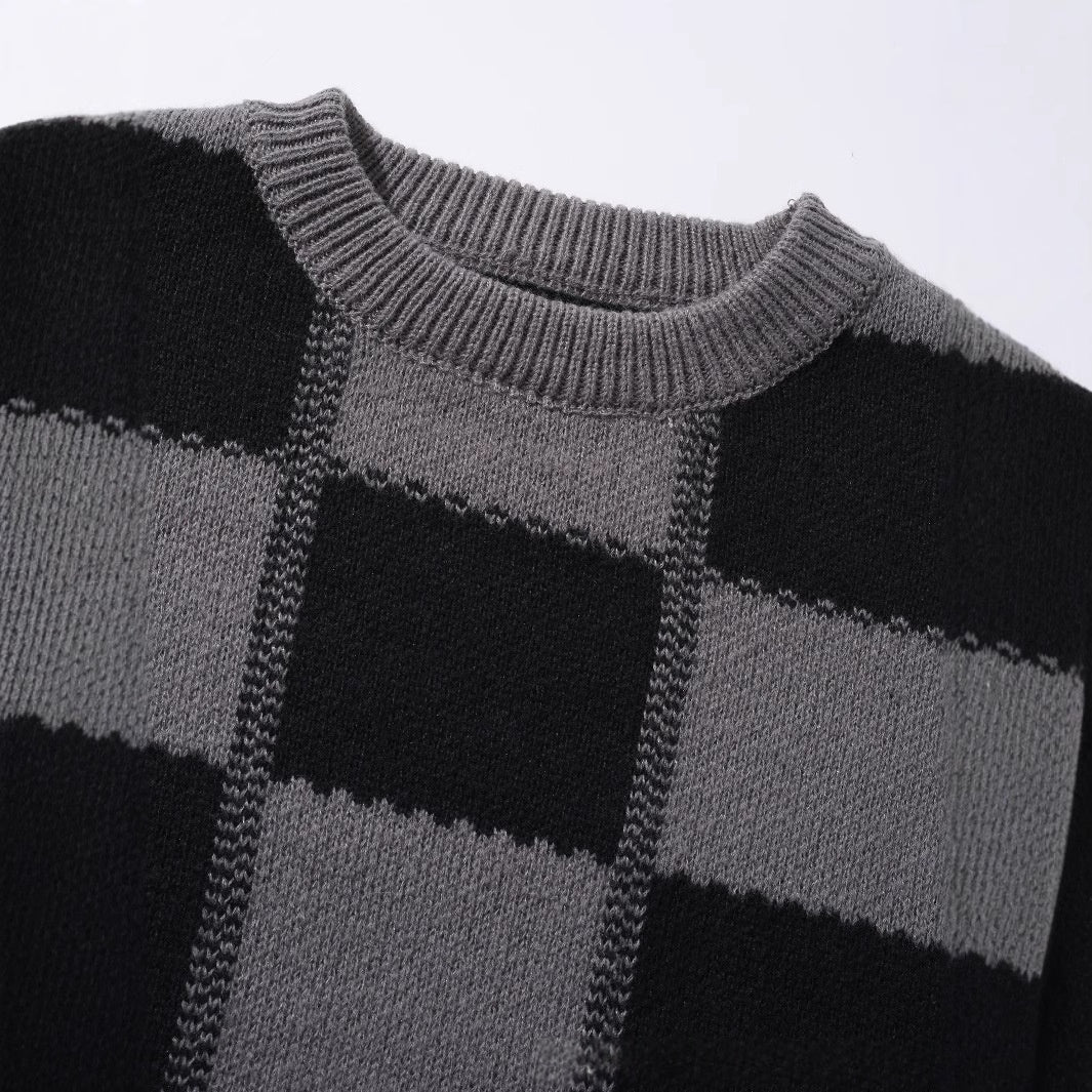 Retro Sweater Herren Crew Neck Chunky Knit