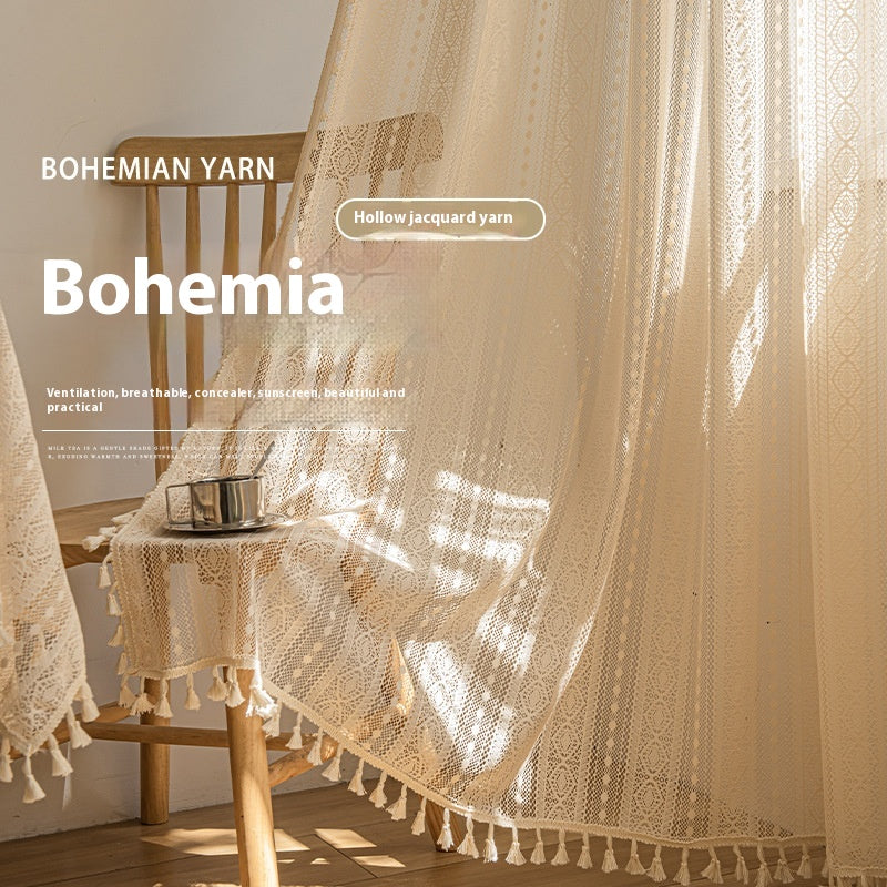 Holzton-Lace-Mesh-Vorhang für Schlaf-/Wohnzimmer